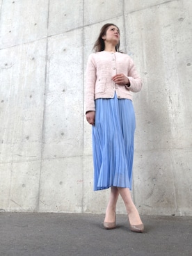「UNIQLO（ユニクロ）のアイテム（スカート、ブルー系）」を使った、Rieさん（レディース・168cm）の春コーディネート