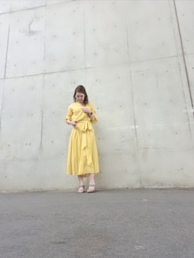 「CHARLES & KEITH（チャールズ & キース）のダブルストラップ ウーブンヒールドミュール / Double Strap Woven Heeled Mules（サンダル、パープル系）」を使った、Rieさん（レディース・168cm）の夏コーディネート