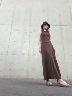 「GU（ジーユー）のアイテム（帽子）」を使った、Rieさん（レディース・168cm）の夏コーディネート