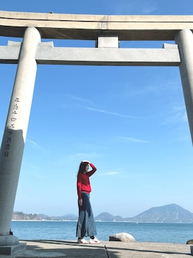 「GU（ジーユー）のマーメイドデニムスカート（デニムスカート、ブルー系）」を使った、Rieさん（レディース・168cm）の春コーディネート