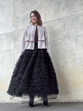 「no brand（ノーブランド）のチュールスカート（スカート、ブラック系）」を使った、Rieさん（レディース・168cm）の夏コーディネート