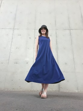 「UNIQLO（ユニクロ）のウルトラストレッチエアリズムワンピース（ワンピース、ホワイト系）」を使った、Rieさん（レディース・168cm）の夏コーディネート