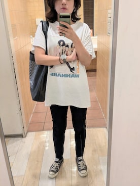 「GOOD ROCK SPEED（グッドロックスピード）の【WEB限定】＜GOOD ROCK SPEED＞SPICE GIRLS グラフィック 半袖 Tシャツ（Tシャツ/カットソー、ホワイト系）」を使った、ai*さん（レディース・165cm）の夏コーディネート