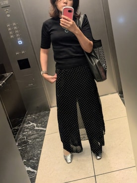 「HANNE（アン）のシアードットレイヤードパンツ（その他パンツ、ブラック系）」を使った、ai*さん（レディース・165cm）の夏コーディネート