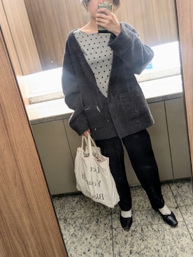 「Mili affinity（ミリアフィニティー）のドット柄ロングシアーTシャツ（Tシャツ/カットソー、グレー系）」を使った、ai*さん（レディース・165cm）の春コーディネート