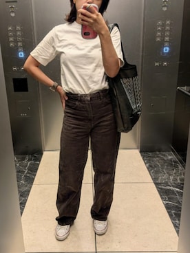 「ZARA（ザラ）のアイテム（デニムパンツ、ブラウン系）」を使った、ai*さん（レディース・165cm）の夏コーディネート