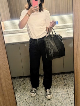 「THE SHINZONE（ザ　シンゾーン）のORDINARY JEANS (NAVY)（デニムパンツ、ブルー系）」を使った、ai*さん（レディース・165cm）の夏コーディネート