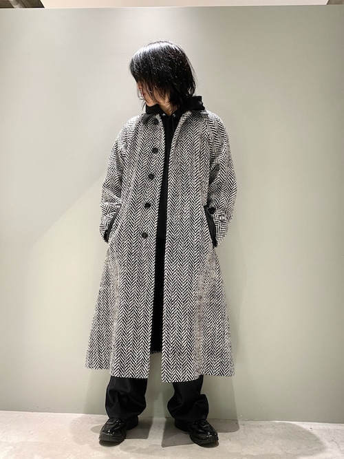 セール】ロービングヘリンボン ベルテッド ステンカラーウールコート