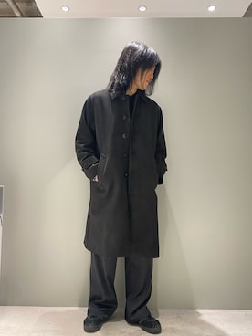 「LOVELESS（ラブレス）のアイテム（ステンカラーコート）」を使った、kyoさん（メンズ・168cm）の冬コーディネート
