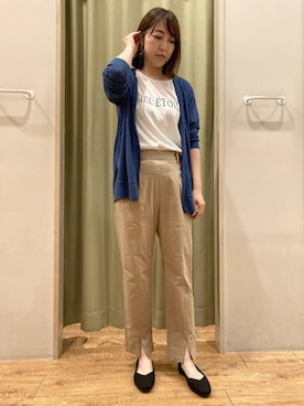 「SHOO・LA・RUE（シューラルー）の◆【高レビュー】洗えてサラサラ スクエアニットパンプス（パンプス、ブラック系）」を使った、hashiさん（レディース・163cm）の夏コーディネート