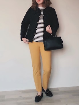 「ボストンバッグ」｜「アイテム（ノーカラージャケット）」を使った、舞妓さん（レディース・160cm）の秋コーディネート