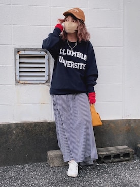 「マスタード」｜「アイテム（スウェット）」を使った、舞妓さん（レディース・160cm）の秋コーディネート