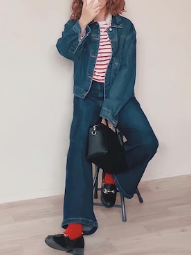 「ap retro（アプレトロ）のストレートデニムパンツ【ZOZO限定アイテム】（デニムパンツ）」を使った、舞妓さん（レディース・160cm）の春コーディネート