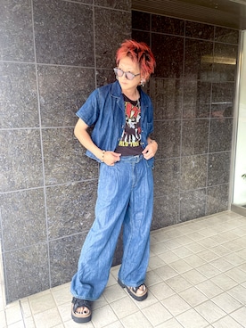 「アイテム（サンダル）」を使った、バカムスコ翔さん（メンズ・165cm）の秋コーディネート