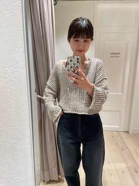 「mystic（ミスティック）のメランジメッシュニット（ニット/セーター、ベージュ系）」を使った、shiraiさん（レディース・160cm）の夏コーディネート