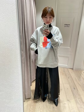 「mystic（ミスティック）のJAWS / スウェット（スウェット、グレー系）」を使った、shiraiさん（レディース・160cm）の冬コーディネート