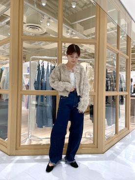 「mystic（ミスティック）の【５色展開！】カーブデニム（デニムパンツ、ブルー系）」を使った、shiraiさん（レディース・160cm）の夏コーディネート