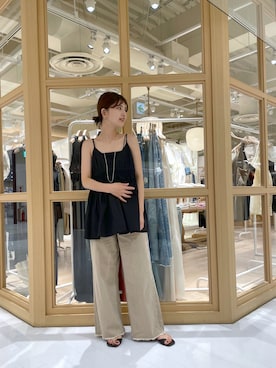 「mystic（ミスティック）のケミカルカラーデニム（デニムパンツ、ベージュ系）」を使った、shiraiさん（レディース・160cm）の夏コーディネート