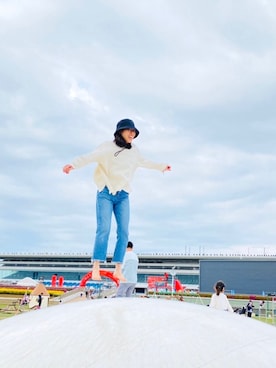 「韓国好きな人と繋がりたい」｜「アイテム（帽子）」を使った、miihooさん（レディース・162cm）の春コーディネート