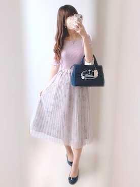 「& chouette（アンドシュエット）のアイテム（ハンドバッグ）」を使った、𝕐𝕦𝕜𝕚◡̈*♡さん（レディース・160cm）の夏コーディネート