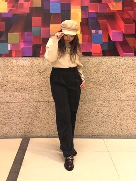 「H&M（エイチ・アンド・エム）のアイテム（ローファー）」を使った、Satomi🐈💚さん（レディース・159cm）の秋コーディネート