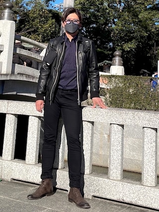 Nano Universe レザージャケット ノーカラーライダースジャケット