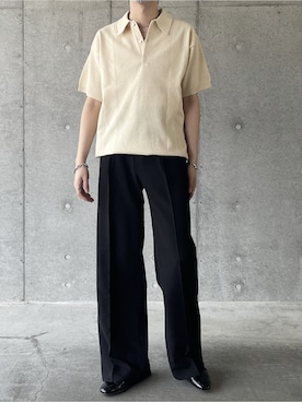 「ストレートパンツ」｜「アイテム（スリッポン）」を使った、reposukeさん（メンズ・173cm）の夏コーディネート