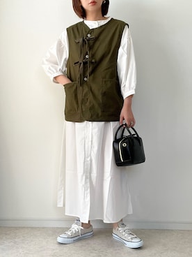 「FREAK'S STORE（フリークスストア）のアイテム（ベスト）」を使った、maiko さん（レディース・159cm）の夏コーディネート