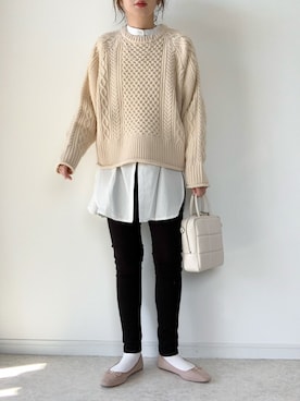 「今日のコスメと服」｜「アイテム（バレエシューズ）」を使った、maiko さん（レディース・159cm）の冬コーディネート