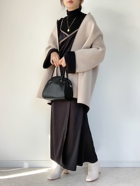 「GRL」｜「アイテム（ノーカラーコート）」を使った、maiko さん（レディース・159cm）の秋コーディネート