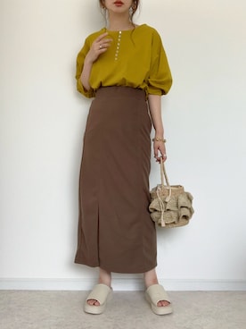 「UNITED ARROWS（ユナイテッドアローズ）のアイテム（かごバッグ）」を使った、maiko さん（レディース・159cm）の夏コーディネート