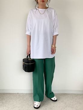 「SALON de RUBAN（サロンドルヴァン）の【SALON de RUBAN / サロン ド ルヴァン】 バニティショルダーバッグ（ショルダーバッグ）」を使った、maiko さん（レディース・159cm）の夏コーディネート