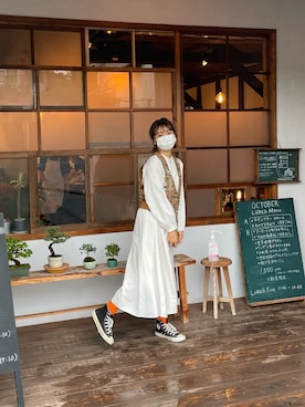 「Samansa Mos2 blue（サマンサモスモスブルー）のアイテム（シャツワンピース）」を使った、ponさん（レディース・163cm）の秋コーディネート