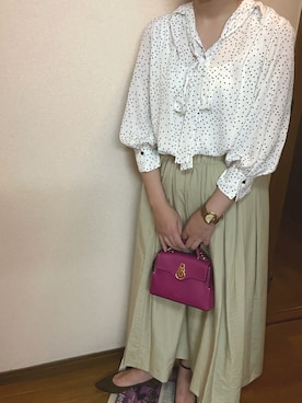 「アイテム（バレエシューズ、グリーン系）」を使った、BeryAさん（レディース・154cm）の秋コーディネート