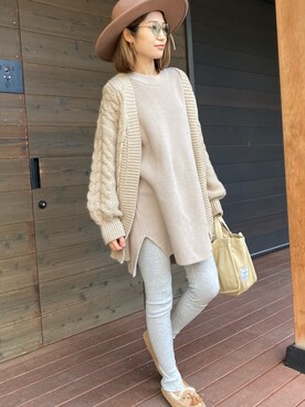 「美容師」｜「アイテム（その他アウター）」を使った、まちょさん（レディース・156cm）の秋コーディネート