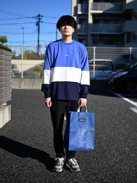 「FILA（フィラ）のアイテム（スウェット）」を使った、KIRITANBOさん（メンズ・175cm）の秋コーディネート