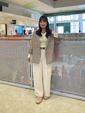 「チェックジャケット」｜「アイテム（ジャケット/アウター）」を使った、Risaさん（レディース・162cm）の秋コーディネート