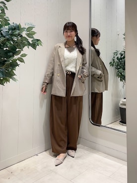 「アイテム（ベルト）」を使った、Risaさん（レディース・162cm）の秋コーディネート