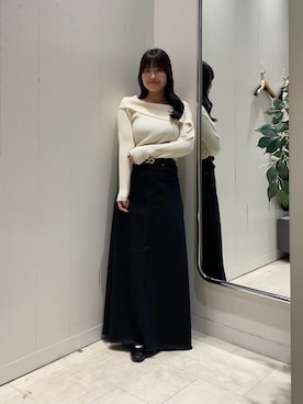 「アイテム（ベルト）」を使った、Risaさん（レディース・162cm）の冬コーディネート