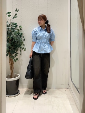 「アイテム（ボストンバッグ）」を使った、Risaさん（骨格ウェーブ・レディース・162cm）の夏コーディネート