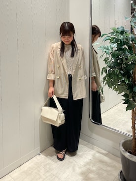 「Thevon（ゼボン）のGOLDボタンメッシュテーラードジャケット（テーラードジャケット）」を使った、Risaさん（レディース・162cm・20代）の夏コーディネート