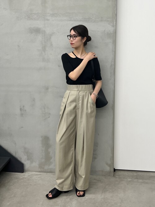 ハイウエストダブルタックストレートパンツ / レディース 春 ワイド  