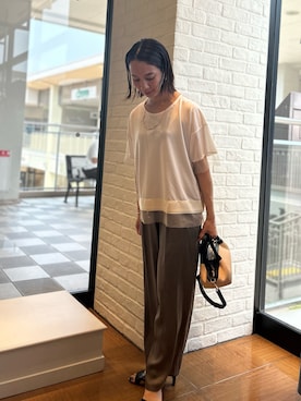 「NOLLEY'S LIGHT（ノーリーズライト）のアイテム（パンツ）」を使った、yurinaさん（レディース・151cm）の夏コーディネート