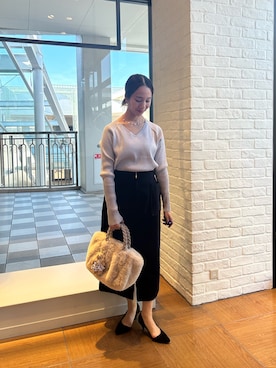 「アイテム（スカート、パープル系）」を使った、yurinaさん（レディース・151cm）の秋コーディネート