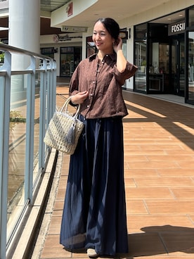 「MICO COULIER（ミコクリエ）のエンブロイダリーレースシャツ（シャツ/ブラウス、ホワイト系）」を使った、yurinaさん（レディース・151cm）の夏コーディネート