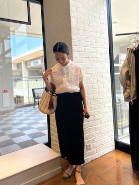 「刺繍」｜「アイテム（スカート）」を使った、yurinaさん（レディース・151cm）の夏コーディネート