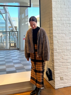 「アイテム（ジャケット/アウター、グレー系）」を使った、yurinaさん（レディース・151cm）の冬コーディネート