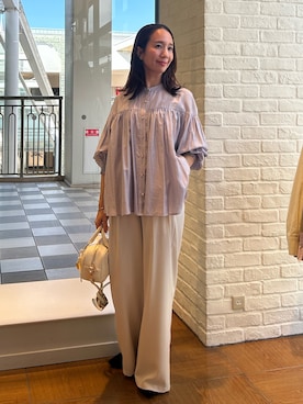 「MICO COULIER（ミコクリエ）のアイテム（パンツ）」を使った、yurinaさん（レディース・151cm）の春コーディネート