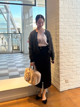 「アイテム（スカート、パープル系）」を使った、yurinaさん（レディース・151cm）の秋コーディネート