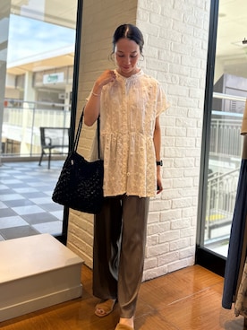 「NOLLEY'S LIGHT（ノーリーズライト）のアイテム（パンツ）」を使った、yurinaさん（レディース・151cm）の夏コーディネート